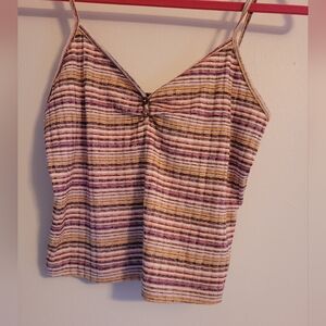 Forever 21 Striped Spaghetti Strap Cami - Pink, Yellow & Cream